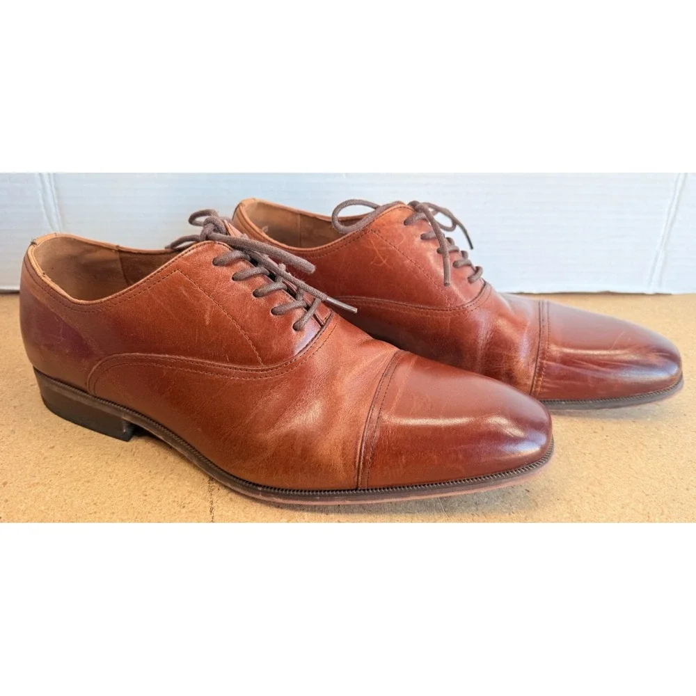 Mens Sz 9D Florsheim Brown Leather Cap Toe Oxford Lace Up‎ Dress Shoes